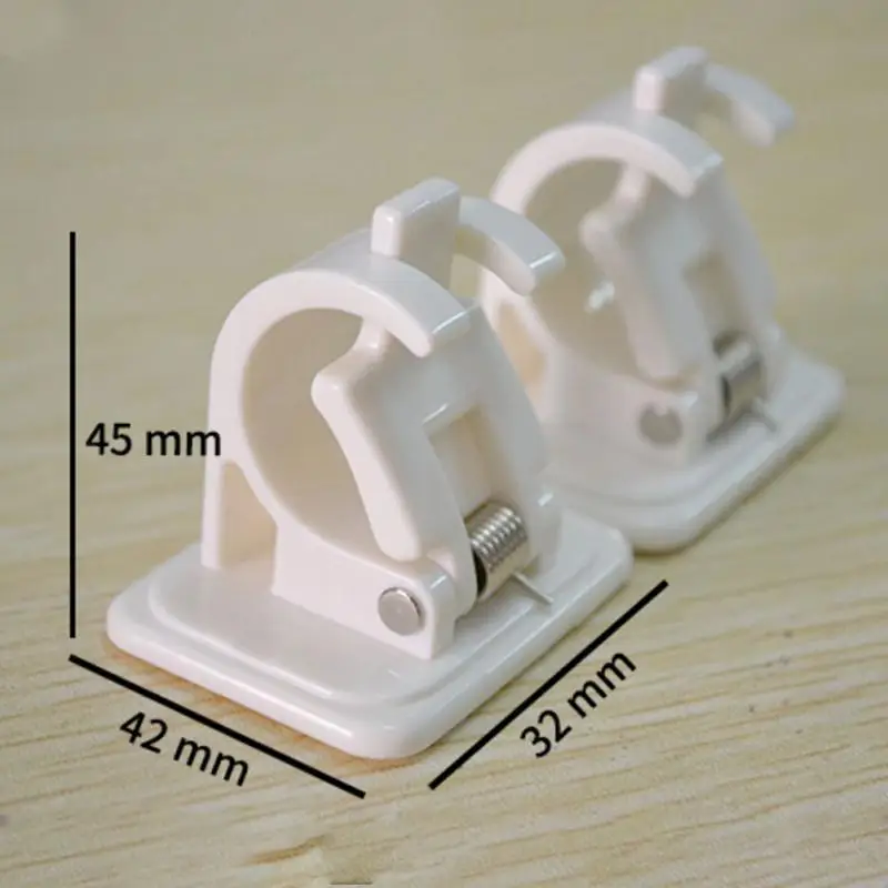 Hanging Rod Clip Adhesive Wall Curtain Hanging Rod Clamp Hooks Shower Curtain Fixed Clip Rack Hook 2/4/6 Pcs Curtain Hooks Curtain Clip
