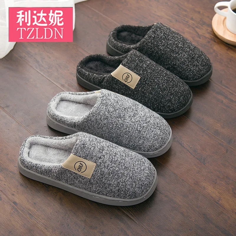 Zapatillas de algodón de invierno para hombre y mujer, pantuflas cálidas con parte inferior gruesa, para el hogar, de diseñador