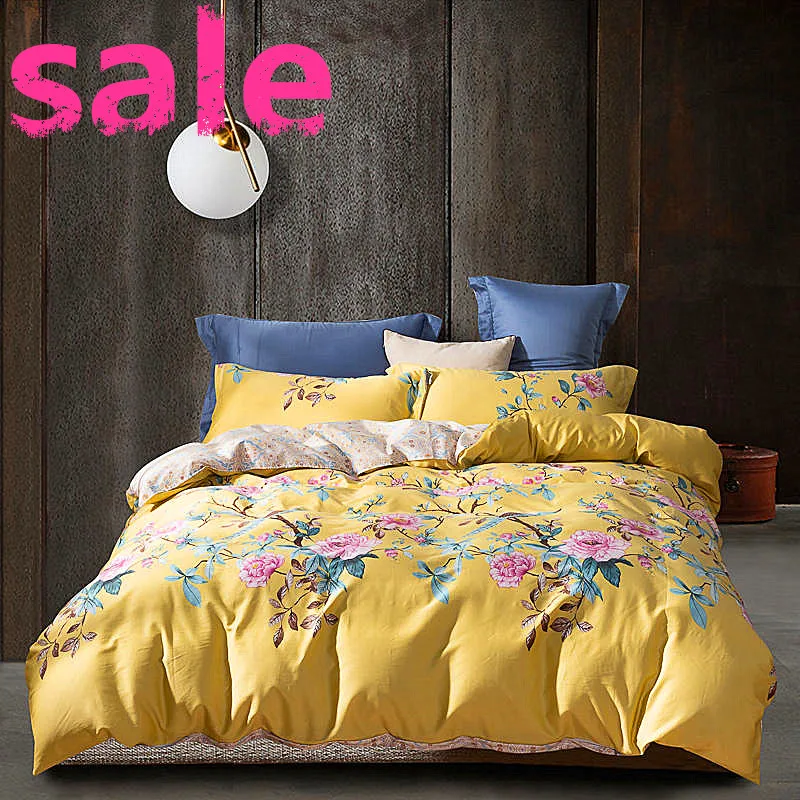 

4pcs Bedding Set European Egyptian cotton bed linen Soft Satin bedding floral pastoral duvet cover pillowcases bedspreads