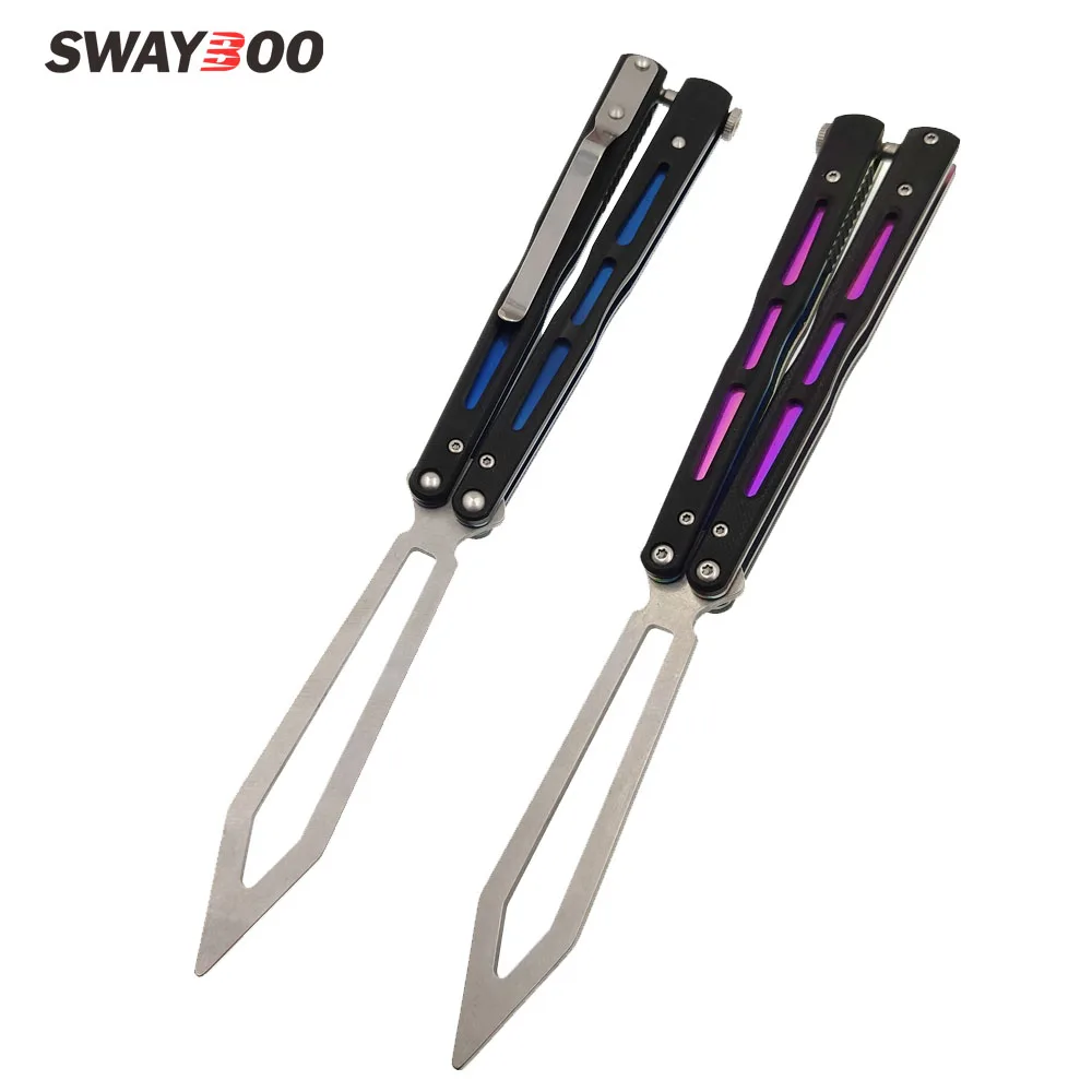 

Swayboo Folding knife butterfly Sword head blade Stone washed G10 handle Blade Bearing butterfly in knife With Clip