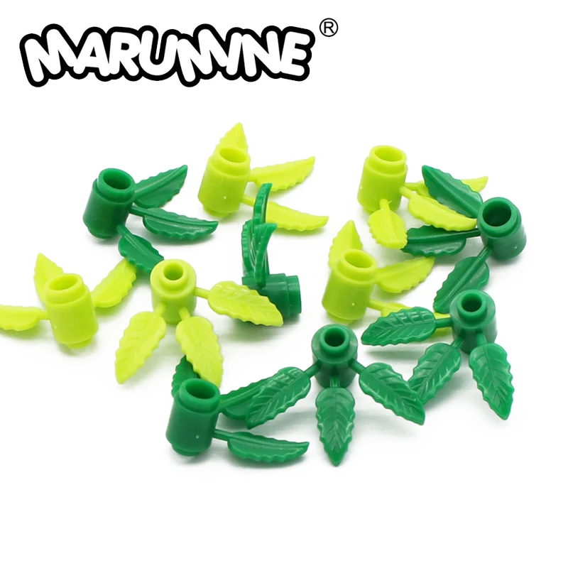 MARUMINE кубики MOC 3x3 бамбуковые листья 200 шт. строительные блоки Цветочное дерево стебель город совместимы с