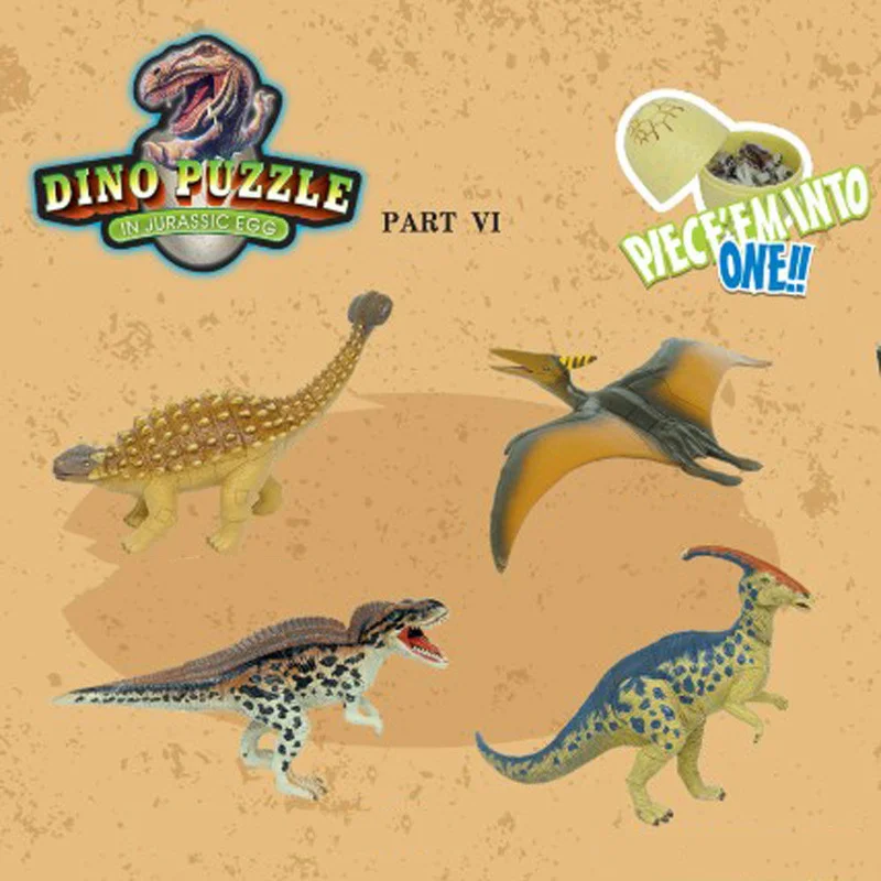 4pcs 4D stereoscopic assembly dinosaur egg piece and insert dinosaur Dinosaur simulation model toy Educational toys for children 6