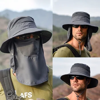 

Outdoor Fishing Caps Hiking Camping Visor Hat UV Protection Face Neck Cover Fishing Sun Protect Removable Anti-spitting Cap