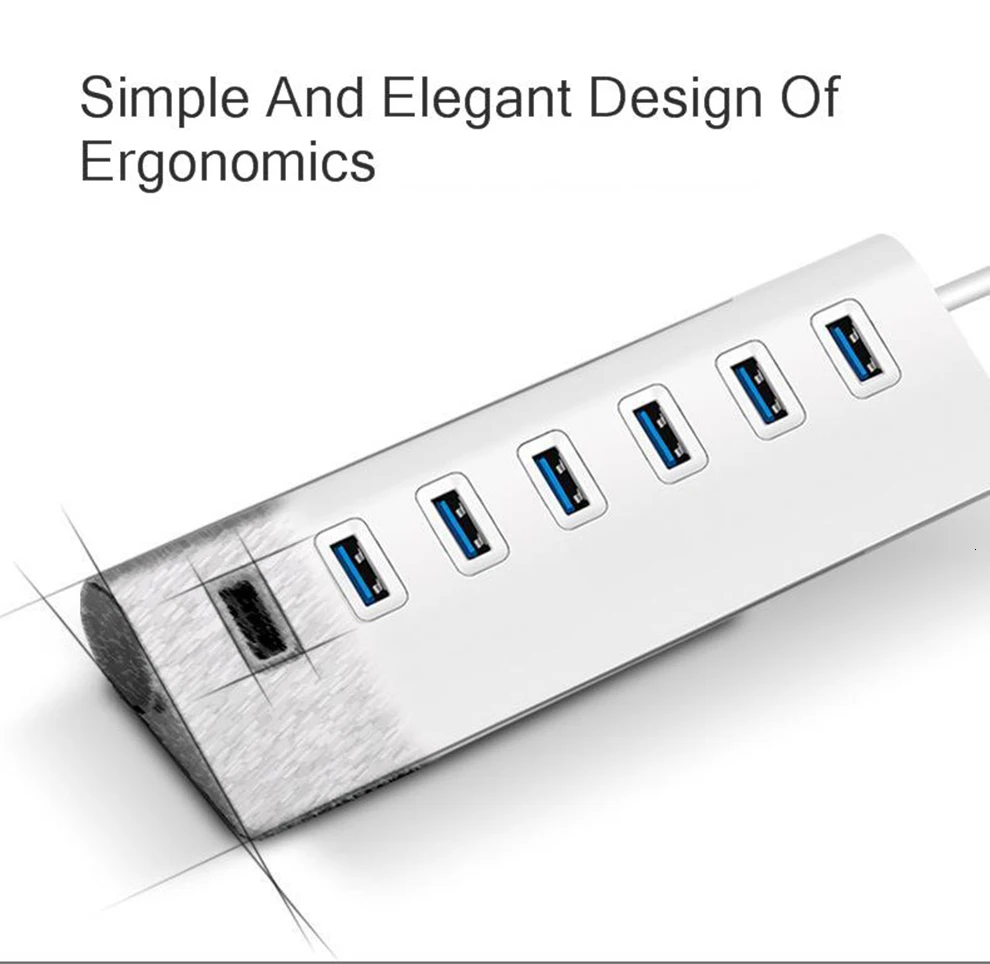 SeenDa 7 портов Алюминиевый USB 3,0 концентратор 5 Гбит/с высокоскоростной адаптер питания мульти USB 3,0 концентратор USB разветвитель для портативных ПК