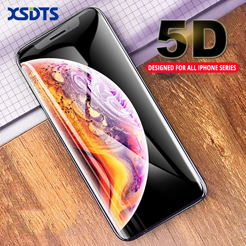 Закаленное стекло XSDTS для iPhone 11 Pro 8 7 6 6s Plus X XS Max XR SE 2020 5D изогнутая защита экрана с