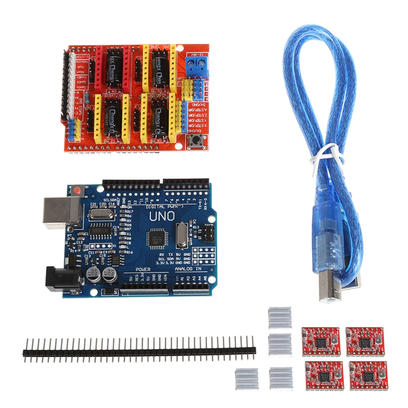 

New 2019 For CNC Shield V3 3D Printer+4xA4988 Driver +UNO R3 For w/USB Cable Hot Sale
