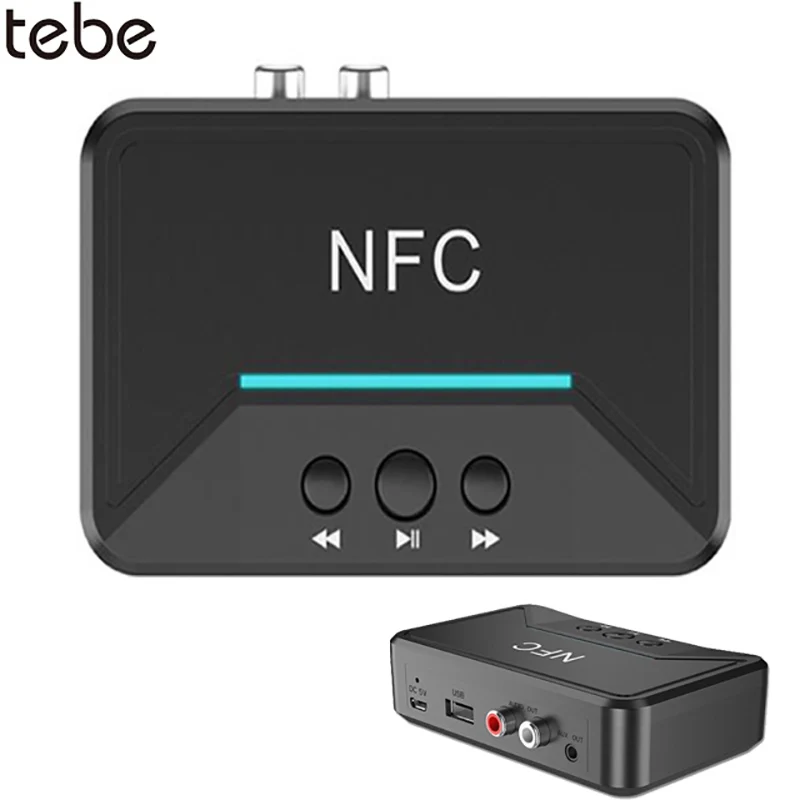 Адаптер аудиоресивера tebe Bluetooth 5 0 NFC 2RCA беспроводной стерео музыкальный адаптер с