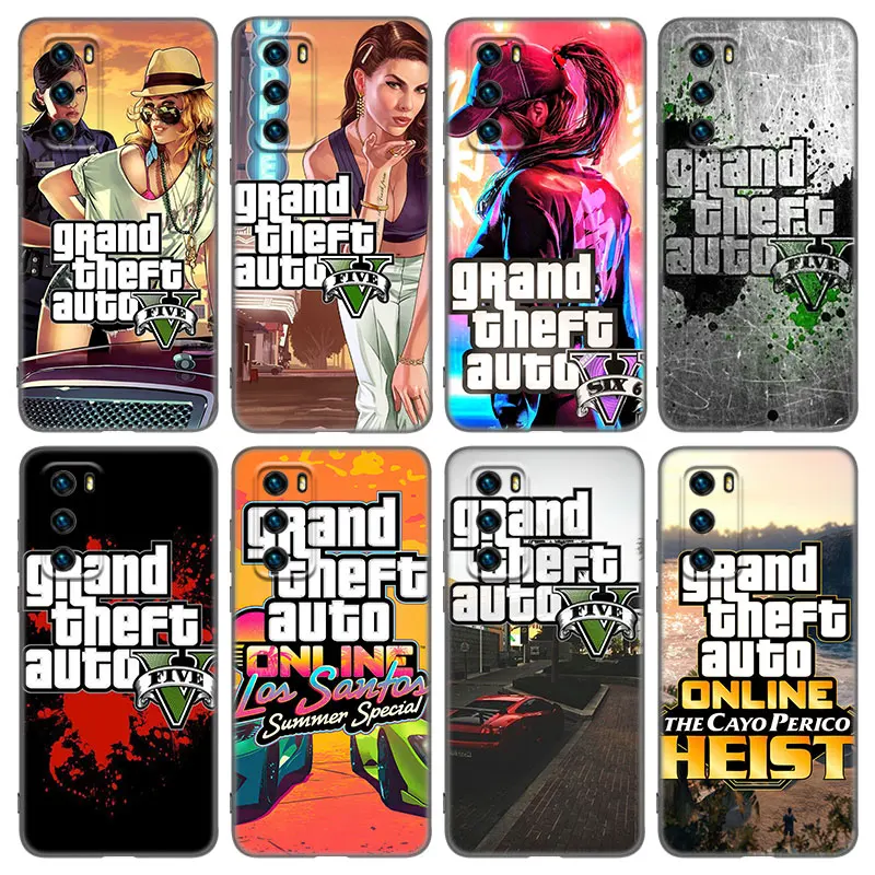 Чехол Grand Theft Auto GTA для Huawei P20 P30 P40 P50 Pro P8 P9 P10 Lite 2017 P Smart Z S 2020 2021 2018 2019 черный чехол |