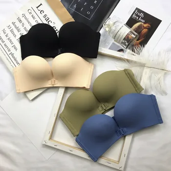 

Flexible Miracle Simple Fashion after the buckle shi WOMEN'S Underwear Half a Cup Strapless Bra And Undershirt Push up Thick Adj
