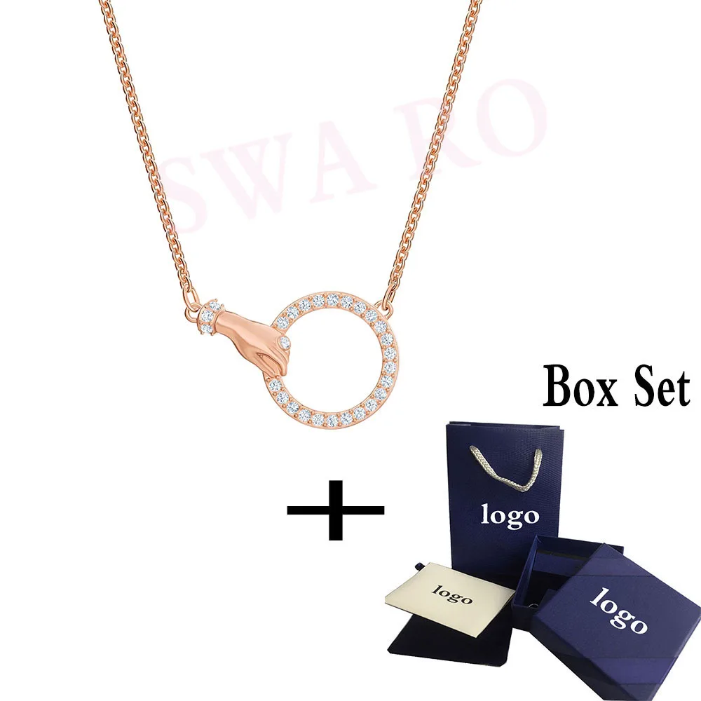 

SWA 2019 New Symbolic Necklace Rose Gold Elegant Three-dimensional Hand-decorated Crystal Women's Necklace Wedding Jewelry