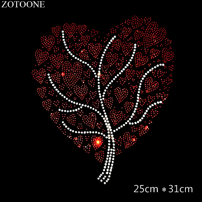 

Love tree rhinestones patch designs iron on transfer hot fix rhinestone transfer motifs iron on applique patches shirt