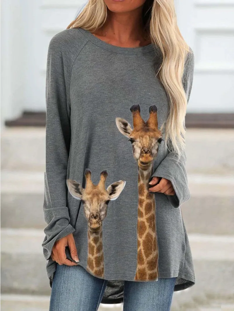 Cute Giraffe Mom And Baby Women's V-Neck T-Shirt