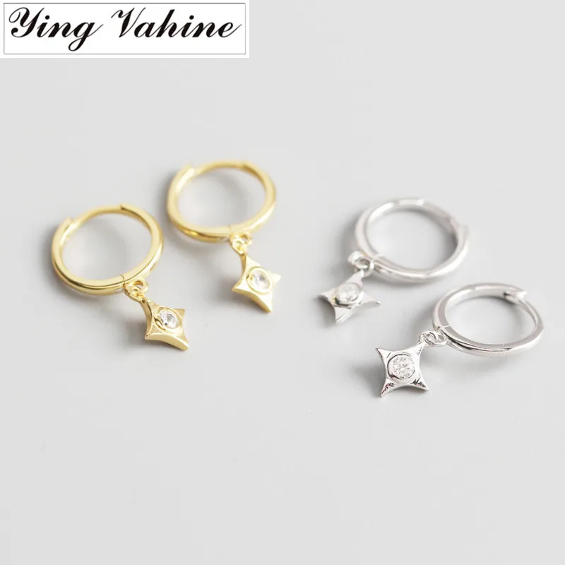 Ying Vahine 100% Dell'Argento Sterlina 925 Di Zircon Rombico Pendente Orecchini Con Perno Per Le Donne