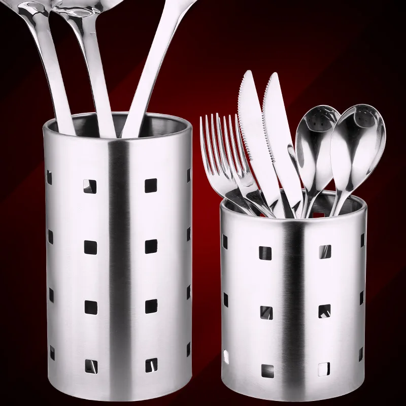 

Stainless Steel Kitchen Chopsticks Tube Multifunctional Creative Draining Spoon Spatula Brush Cutlery Storage Holders Home Tools