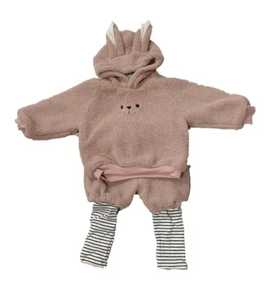 Одежда для малышей возрастом от 2 до 7 лет утепленный детский костюм свитер для маленьких мальчиков и девочек милый детский комплект ярких цветов с изображением милого кролика - Цвет: Розовый