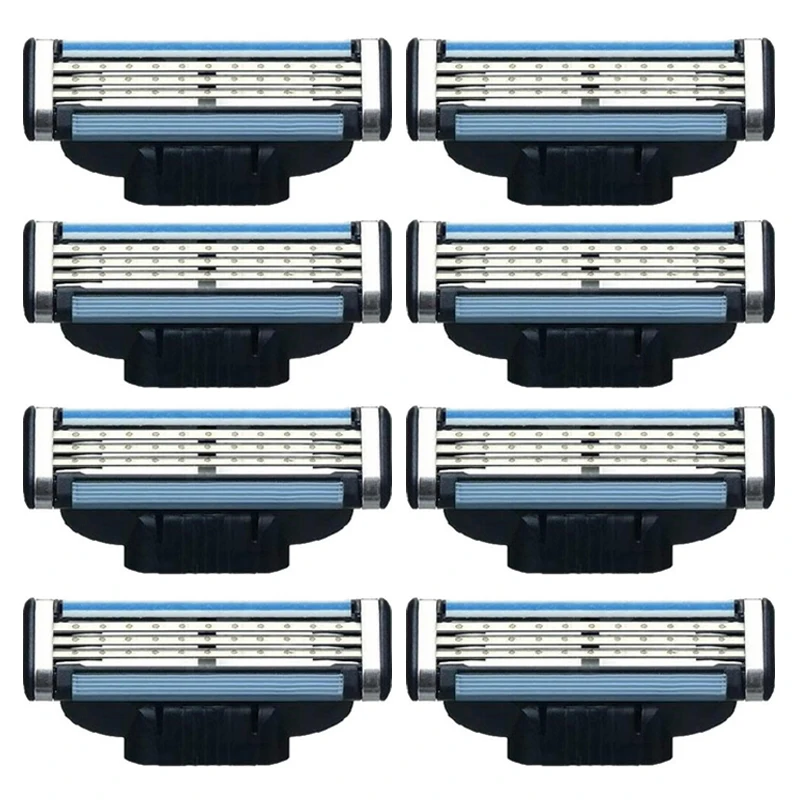 4/8 unids/lote hombres maquinilla de afeitar cuchillas de afeitar hombres 6 capas de hoja de afeitar Cassette para Mach 3 casetes para afeitar