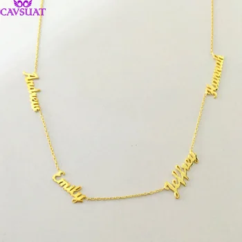 

Women Men Customized Jewelry Personalized 4 Names Necklace Gold Color Custom Multiple Nameplate Charm Necklaces For Family Gifts