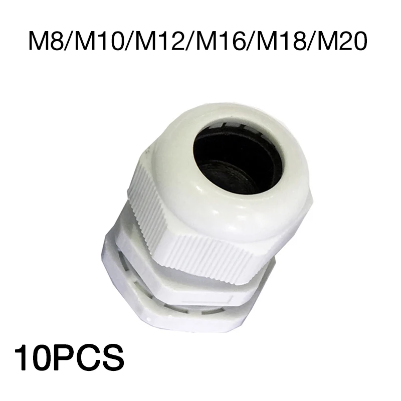 10 PCS M8 M10 M12 M16 M18 M20 Black Nylon Cable Glands Joints IP68 plastic Cable fixed Head