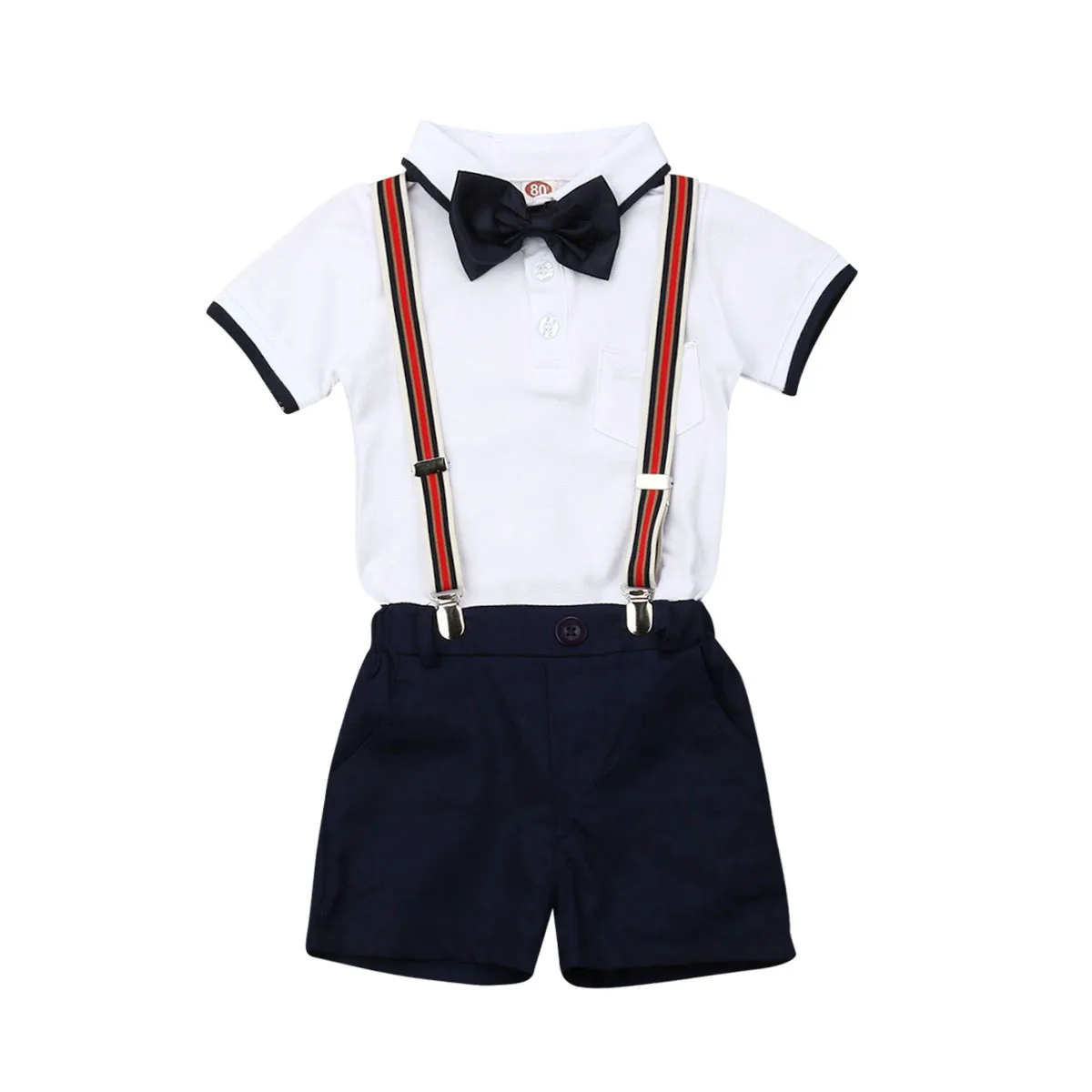 Хит, деловой костюм джентльмена для маленьких мальчиков, рубашка, Топы+ штаны, 1-5 лет - Цвет: White