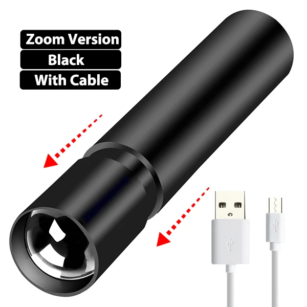 600 мАч Мини светодиодный фонарик с USB перезаряжаемым зумом водонепроницаемый фонарик 3 режима портативный фонарь стильный костюм для ночного освещения