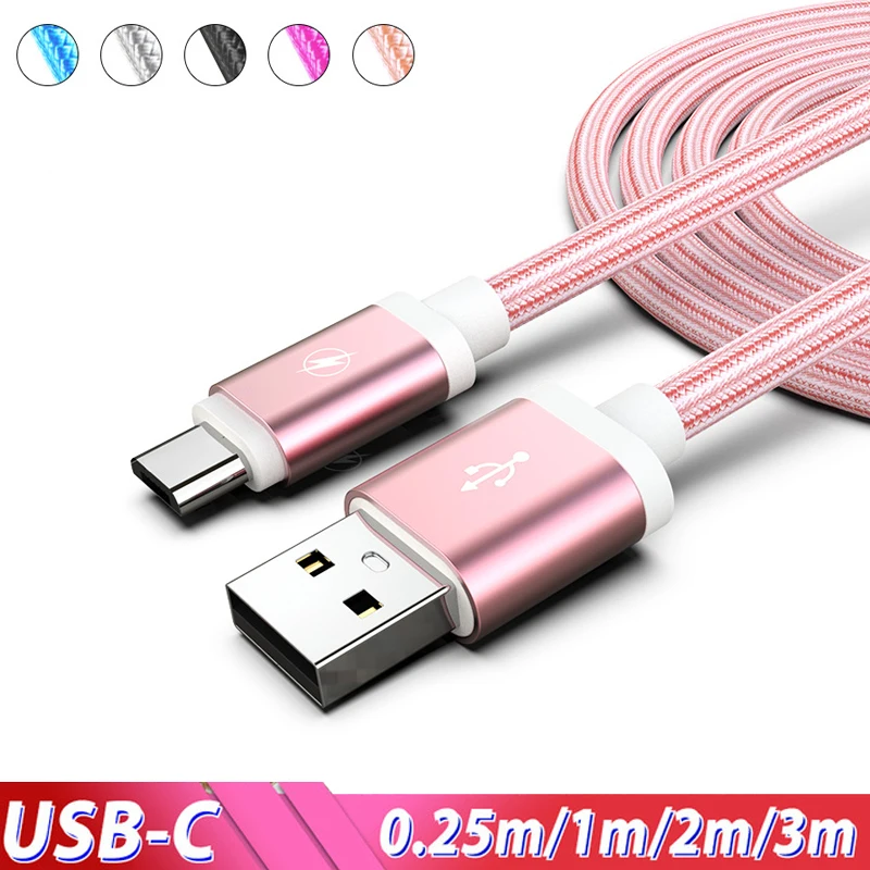

USB Type C Fast Charge Cable For Samsung Galaxy S8 S9 S10 S10e 3m 2m 25cm Usb Cable Typec Cabo Type-c For Xiaomi Mi 9T A3 Mi9T