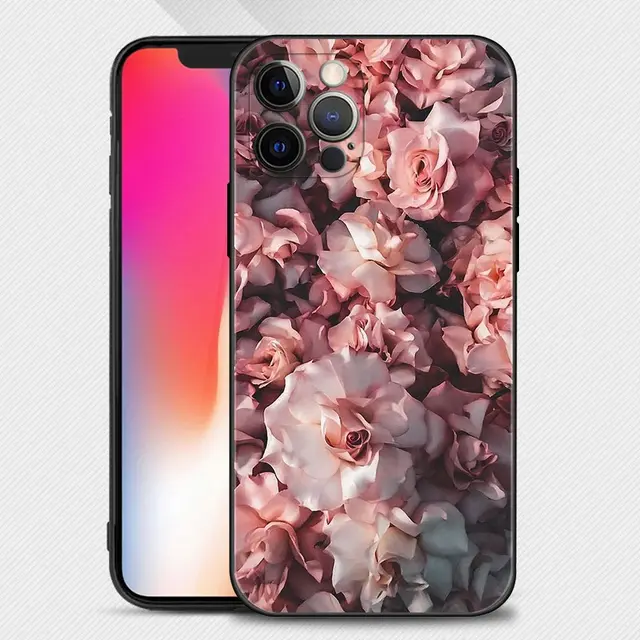 Beautiful Rose Bling Picture Silicone Case For Apple iPhone 13 12 11 Pro Max XS Max XR X 7 8 Plus 13 12 Mini 6S SE 2020 Shell B08