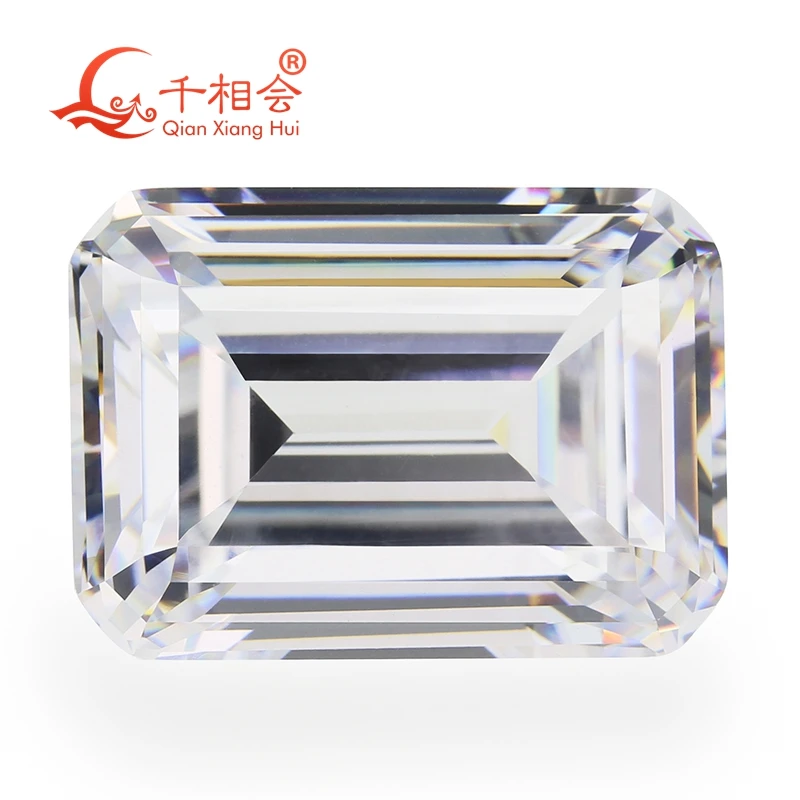 

6A quality white color rectangle shape baguette and e merald cut for cubic zirconia loose CZ stone made by Qianxiang Hui