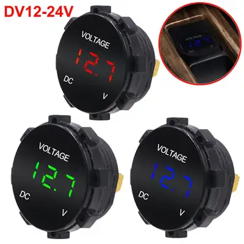 

Round Waterproof Auto Boat Car Motorcycle 12V 24V Voltage Meter Car Marine Motorcycle LED Mini Digital Voltmeter Battery Gauge