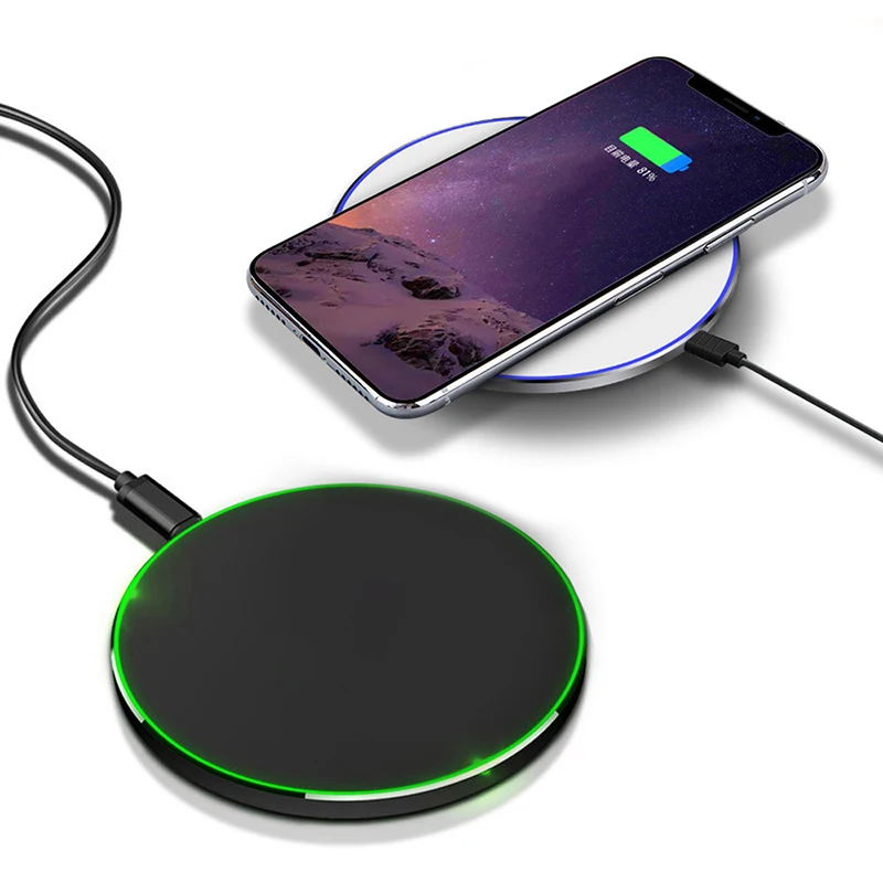 Мобильный телефон 15 Вт Быстрое беспроводное зарядное устройство Зарядка ультра тонкий портативный для домашнего офиса NK-Shopping