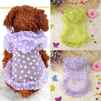 

Summer Dog Clothes Sun-Proof Clothing Summer Sun Protection Hoodies small Dog Clotehs Flower Print Small Puppy Dog Supplies
