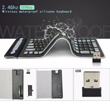 

CHYI 2.4G Wireless Keyboard Flexible Soft Folding Silicone Waterproof 107 Keys Roll Up Silica Gel Silent Keyboard For Laptop