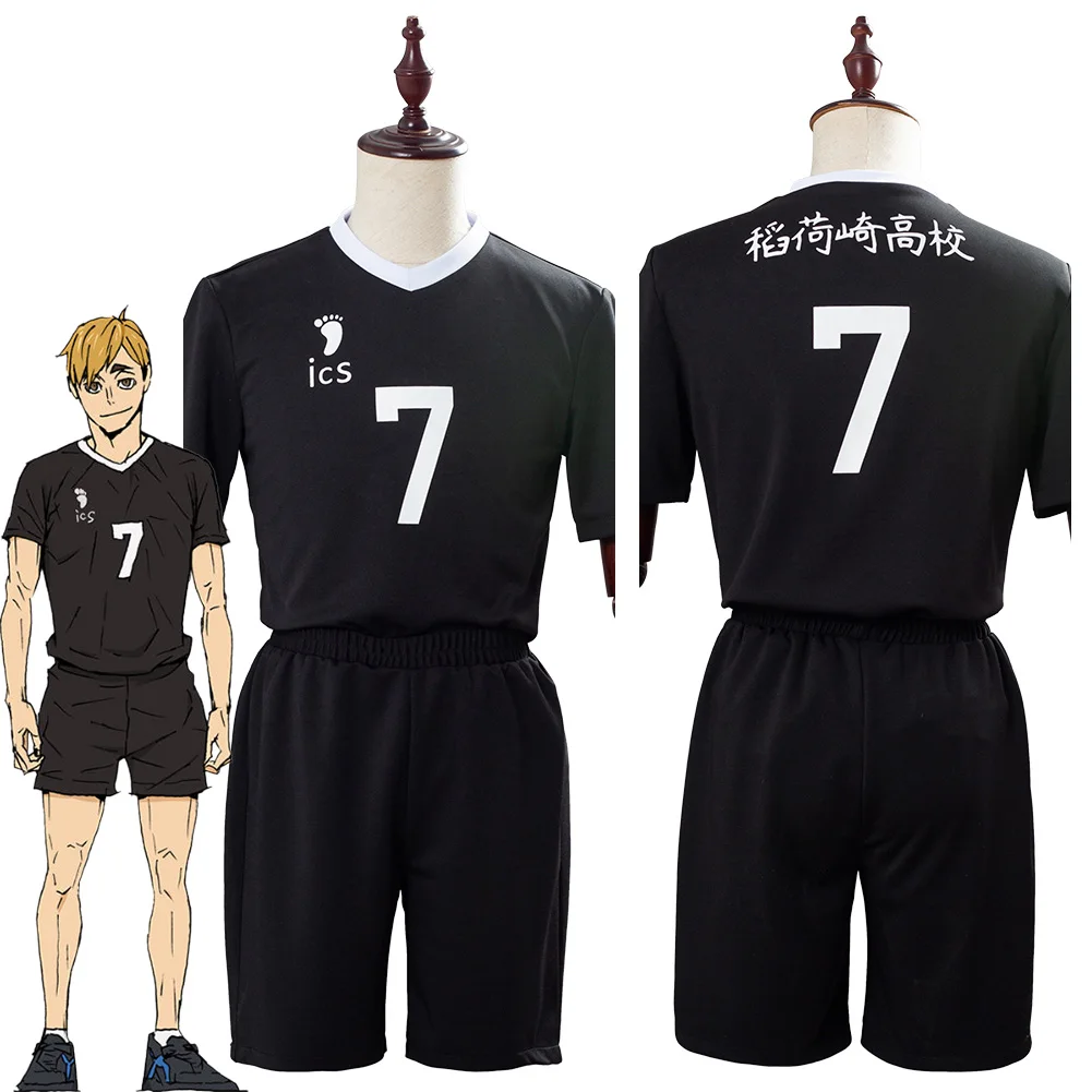 Haikyu! Haikyuu! Костюм для косплея Miya Atsumu черный костюм топ + штаны на Хэллоуин карнавал