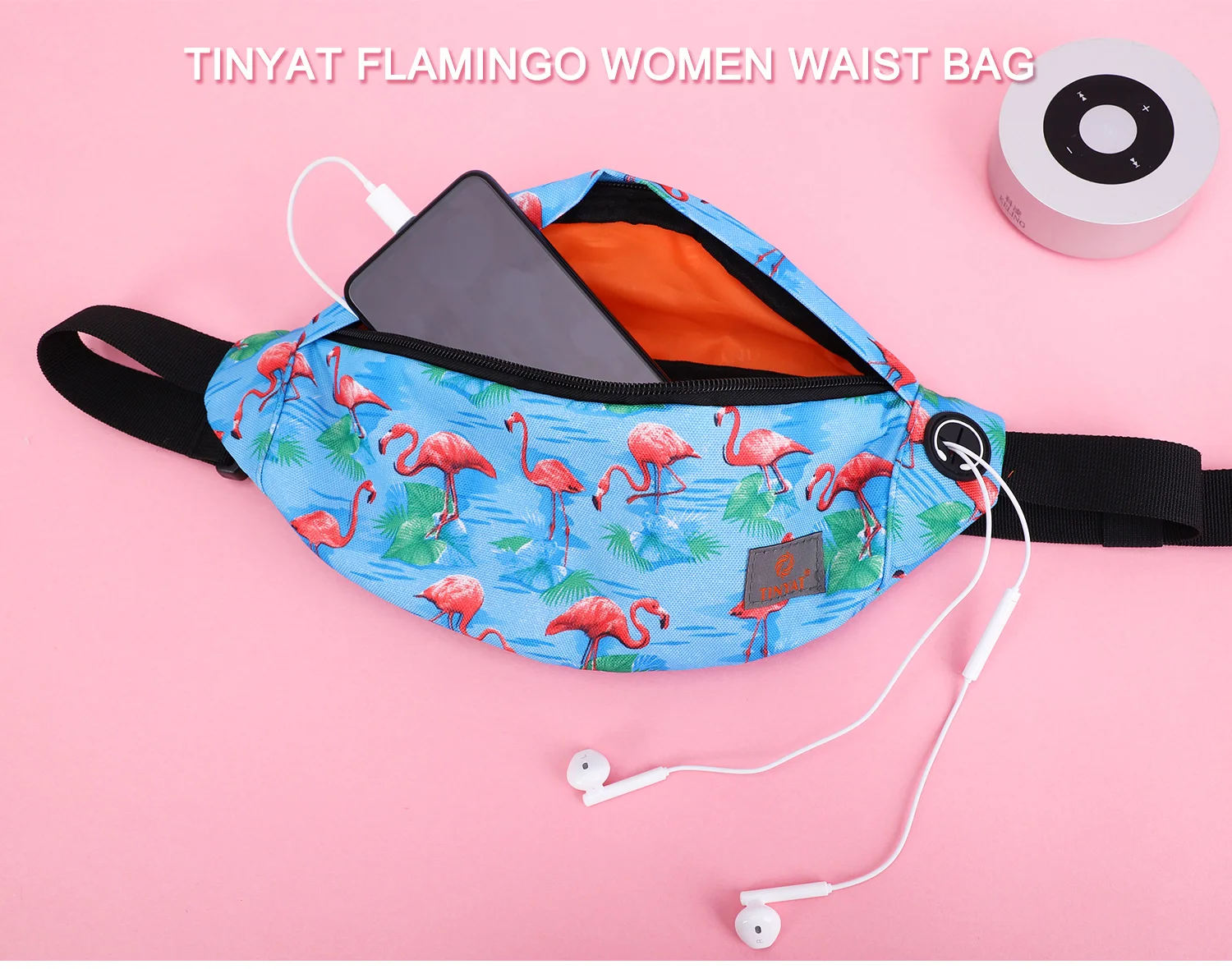 TINYAT, фламинго, Женская поясная сумка, розовая птица, повседневная, мультяшная, дорожная сумка на пояс, сумка для телефона, денег, водонепроницаемая, регулируемая, поясная сумка