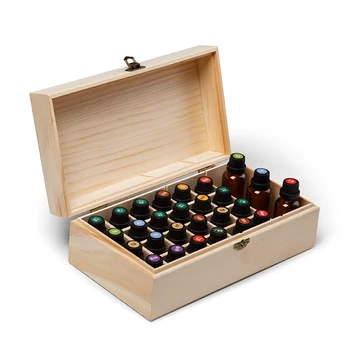 

25 Slots Wooden Essential Oils Box Solid Wood Case Holder Aromatherapy Bottles Storage Organizer for Beauty Tools