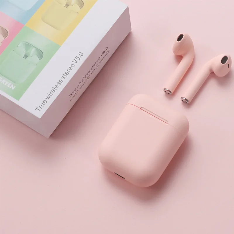 Pink With Box I12 tws, беспроводные Bluetooth наушники, наушники, автоматическое подключение, портативные наушники, Спортивная гарнитура, музыка для Iphone, samsung, huawei - Цвет: Pink With Box