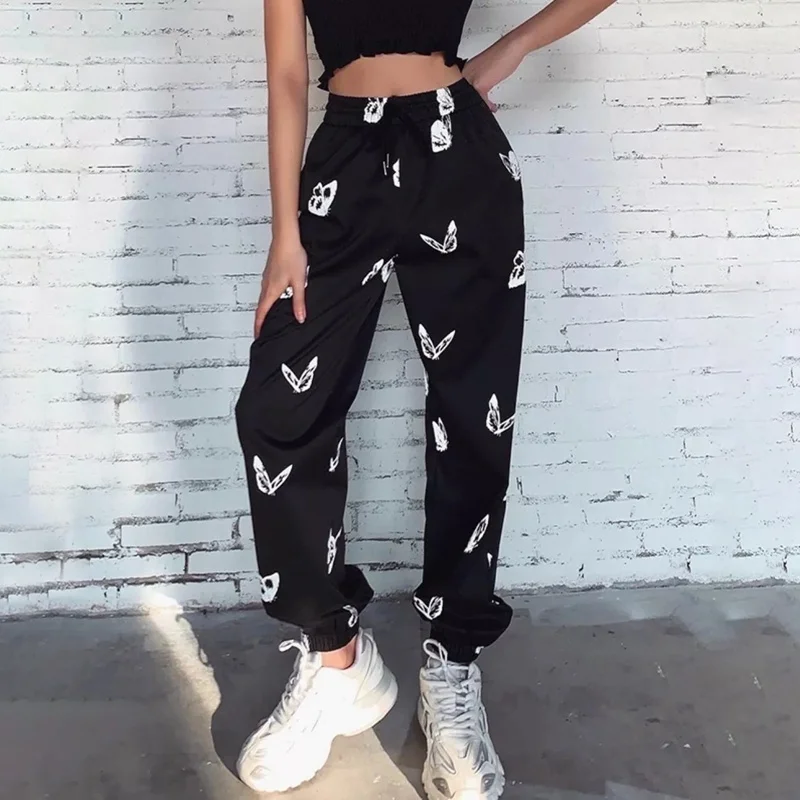 

Laamei Women Sweatpants Printed High Waist Loose 2020 Autumn Sport Pants Gothic Pants Hip Trousers