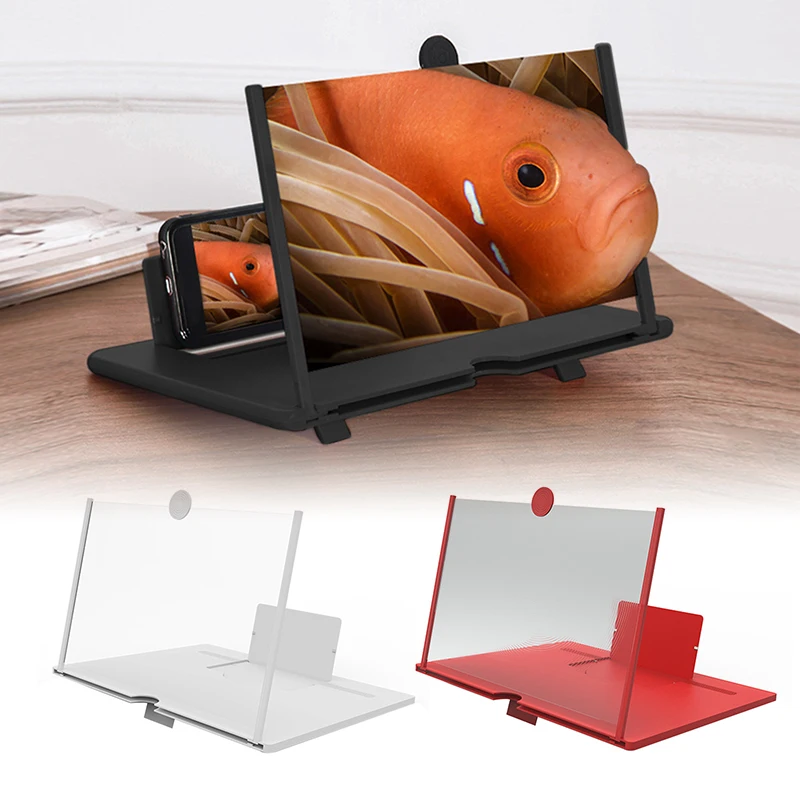 Lupa de pantalla de teléfono móvil 3D de 10/12 pulgadas, amplificador de vídeo HD, soporte de escritorio plegable para teléfono móvil