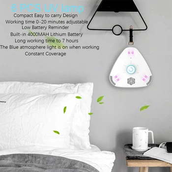 

Rechargeable UV Air Cleaner UV Cleaning Machine Tool Air Dust Odor Remover Timing Auto Light Control Negative Ions Filter