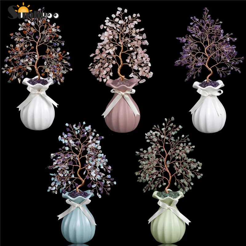 Sunligoo Money Tree Feng Shui Ornaments Mini Tumbled Gemstone