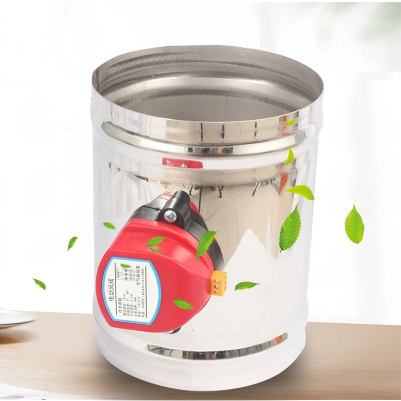 Amortisseur électrique Ginobili En Inox Pour Ventilation - 100 Mm (4 Pouces), 220V, Réglage Manuel Des Aubes