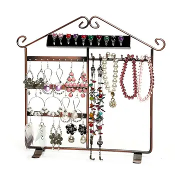 

30holes 8hooks House Shape Jewelry Stand Rack Display Earring Necklace Organizer Hanging Holder jewelry angement velvet display