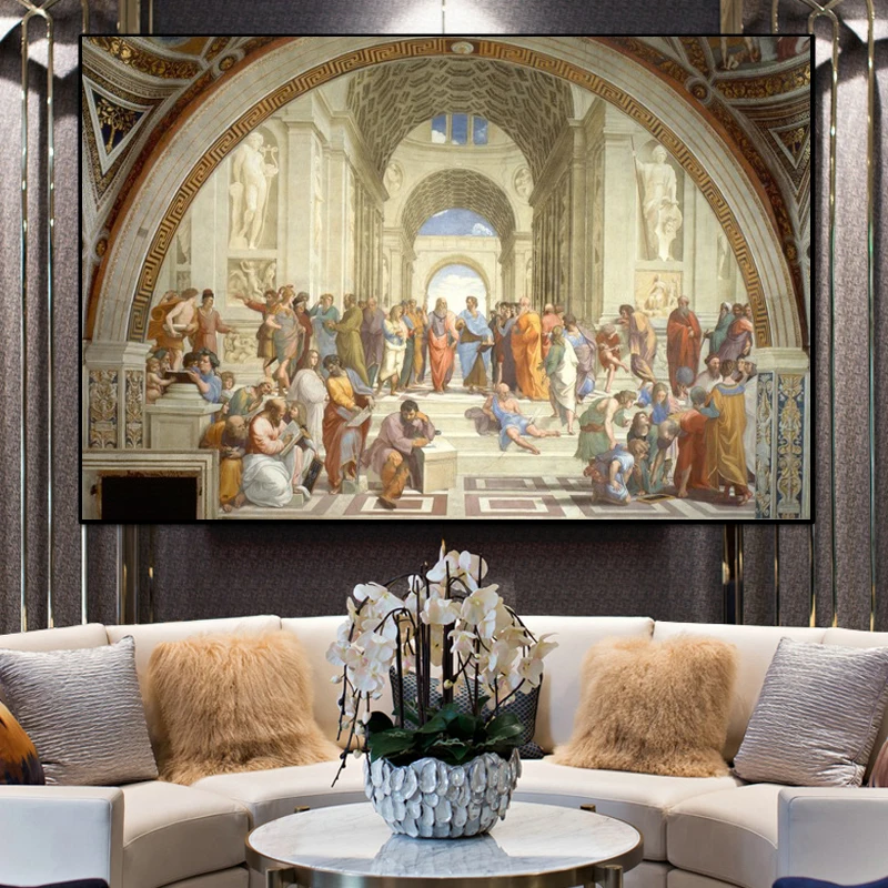 

Famous Painting Art School of Athens By Raphael Posters and Prints on Canvas Wall Art Pictures for Living Room Decor No Frame