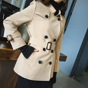 

Cih fall 2019 new small thin han edition coat dust coat dress commute short fashion leisure female