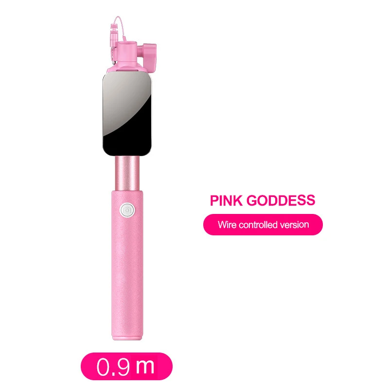 Розовая селфи палка со светодиодной подсветильник Bluetooth Палка с поддержкой