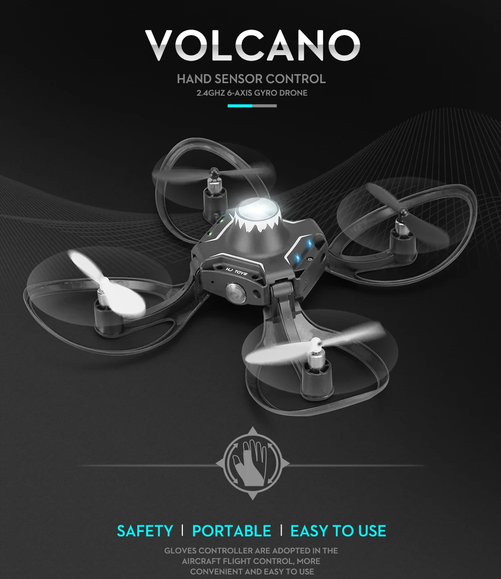 W606-16 Valcano перчатки управление интерактивный мини Дрон Квадрокоптер Wifi FPV 480P камера RC вертолет Квадрокоптер