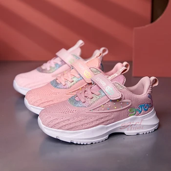 

Autumn Kids Shoes Girls Sneakers Breathable Patchwork Hook&Loop Sport Running Children Shoes For Girls Casual Shoes 2020