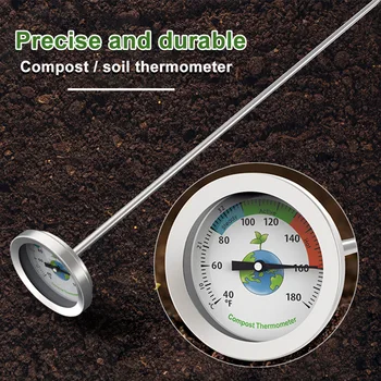 

Measuring Tool Compost Thermometer Ground Physical Garden Soil Detector With Probe Dial Display Backyard Stainless Steel