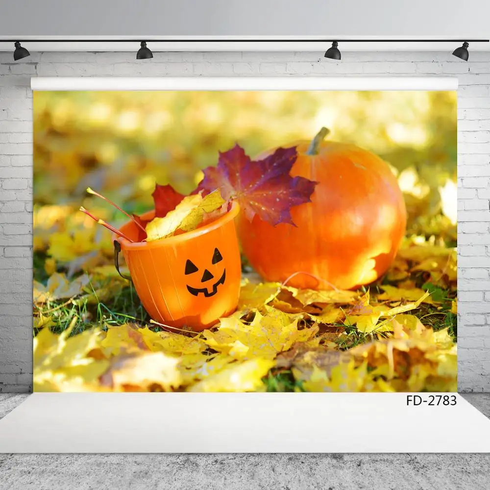 Хэллоуин Тыква желтые листья боке фон для фотосъемки Виниловый малышей Дети