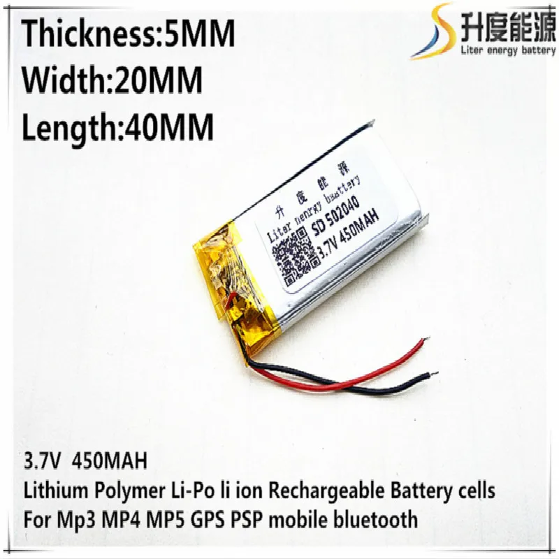 

10pcs 3.7V,450mAH,502040 PLIB; polymer lithium ion / Li-ion battery for GPS,mp3,mp4,mp5,dvd,bluetooth,model toy mobile bluetooth