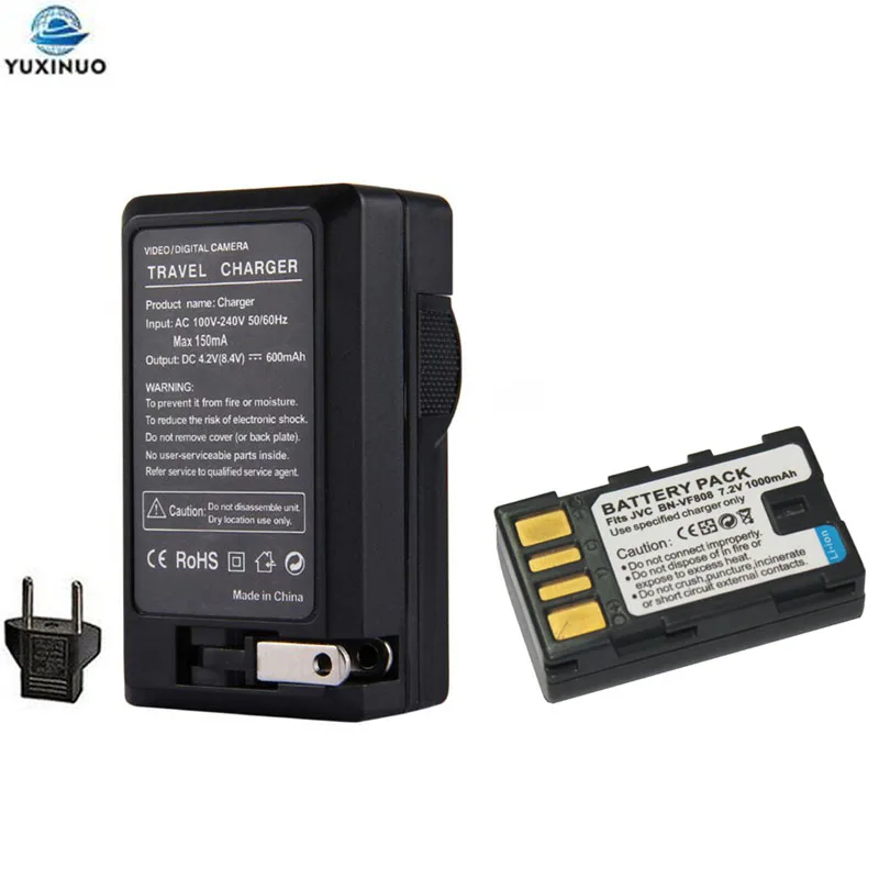 1000mAh BN-VF808 BN-VF808U BNVF808 Camera Battery + AC Charger For JVC BN-VF823 VF823U VF815 GZ-HD7 GZ-MG575 GZ-MG555 GR-D750 | Дом и сад